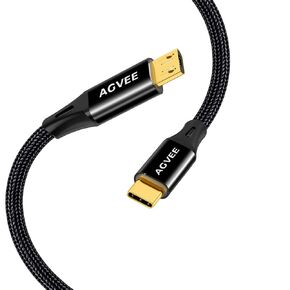 AGVEE 2 Pack 6.6ft USB-C to Micro USB Cable, Gold Plated End Tips, Braided Charger Data Sync Cord Charging Adapter for Micro USB Devices, PS4, Kindle, Android Phone, Red