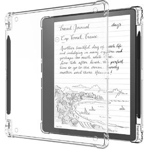 Clear Case for Kindle Scribe 2024 Release and 2022 (10.2") with Pencil Holder, DIY Back Cover with Stickers, Slim Lightweight Flexible Silicone Protective Skin for 10.2 inch Kindle Scirbe 2024/2022