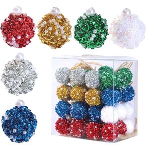 Sggvecsy 12 Pcs Peppermint Balls Ornaments 4 Styles Balls Red White Xmas Balls Hanging Stripes Ornaments Christmas Tree Ornament for Xmas Party Indoor Outdoor Holiday Home Decorations