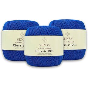 Sensy Crochet Thread Classic Size 10, 100% Mercerized Giza Cotton, 617 Yards, Gauge 0 Lace (Ecru)