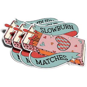 (5Pcs) Slowburn Matches Sticker Reading Book Lover Nerd Book Addict Bookish Bookworm Quote Decal Waterproof Vinyl Stickers Adult for Kindle Laptop Tumbler Water Bottle Gift for Reader - Size 3"x2.4"