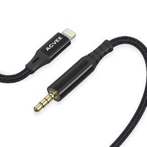 AGVEE [6.6ft iPhone Aux Cable for Car, Apple MFi Certified Lightning to 3.5mm Male Auxillary Audio Stereo Cord Adapter for iPhone 14 13 12 11 XS XR X 8 7 iPad iPod, Home Stereo Speaker, Black