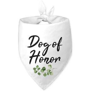 Dog of Honor Dog Bandana White Dog Bandana Engagement Gift Funny Dog Bandana Wedding Photo Prop Pet Scarf Accessories for Pet Dog Lovers Gifts