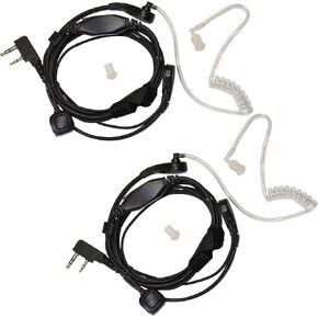 HQRP Acoustic Tube Earpiece PTT Throat Mic Headset Compatible with Baofeng BF-V6, BF-V7, BF-V8, UV-5R, UV-3R+