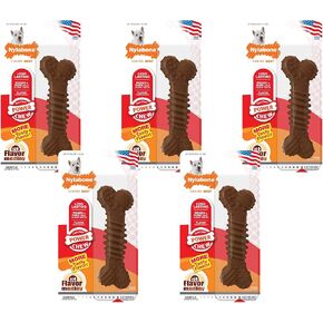 Nylabone 5 Pack of Power Textured Bone Dog Toys, Regular, Flavor Medley Infused Chew Toy