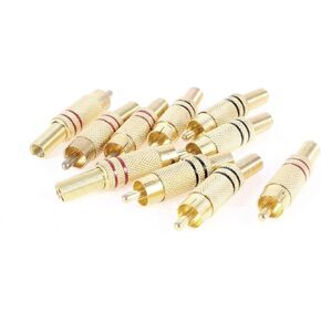 uxcell Metal Spring End to Male RCA Adapter Audio Straight Connectors 10pcs Gold Tone