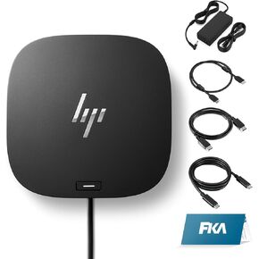 FKA HP Docking Station for Laptop Dual Monitor and Charging Bundle - HP USB-C G5 Dock with 120W AC Adapter, HDMI & DP Cable & USB-C Cable (New)