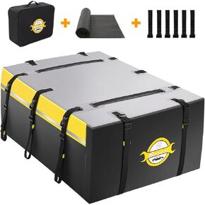 Sailnovo Rooftop Cargo Carrier 15 Cubic Feet, Waterproof Car Roof Bag Top Luggage Storage with Slip Mat, 4 Door Hooks & Heavy-Duty PVC for All Vehicle Roof with/Without Rack Cross Bar Orange