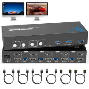 USB3.0 kvm Switch 4 Computers 2 Monitors