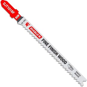 Diablo by Freud DJT101BF5 4 in. 10 TPI Bi-Metal T-Shank Jig Saw Blades for Fine Finish Cuts in Wood (5-Pack)