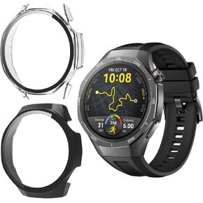 for Huawei Watch GT 5 pro 46mm screen protector case, Rigid PC shell membrane in one piece, scratch-proof and shock-proof,Ultra-thin-clear and black