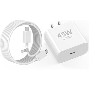 iPhone 16 Pro Max Charger Fast Charging, 45W iPhone 16 Charger USB C Super Fast Charger Block with 10FT Long Type C Charging Cable for iPhone 16/16 Plus/16 Pro/16 Pro Max/15/15 Plus/15 Pro/15 Pro Max