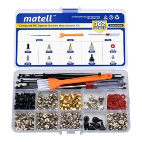 matell 362PCS Computer PC Spacer Screws Assortment Kit,Hard Drive Computer Case Motherboard Fan Power Graphics Chassis, CD-ROM, ATX Case,Power Card,PC Installation & Repair