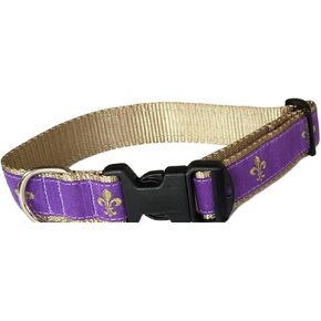 Heavy Duty Fleur de lis Dog Leash 6ft – Beautiful New Orleans Purple Fleur de lis Pet Leashes Come in Different Sizes for Pets (Large Leash 1.25 inch Wide)