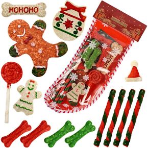 MON2SUN Christmas Dog Rawhide Treats Holiday 14Count Stocking for Small Dogs