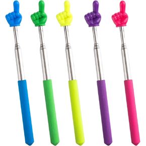 ANCIRS 5 Pcs Retractable Teacher Pointer Sticks, 5 Color Extendable Finger Pointer Stick for Classroom, Hand Pointer Sticks for Reading, Classroom Pointers for Teacher(Blue,Purple,Yellow, Green, Pink)