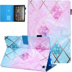 Dteck Folio Case for All-New Kindle Fire HD 10 & Fire HD 10 Plus 11th Generation 10.1 inch 2021 Release,Shockproof Protective PU Leather Case with Hand Strap Smart Stand Magnetic Cover,Stained Glass