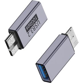 10Gbps Micro B Adapter, USB 3.0 to Micro B Adapter, USB 3.0 Female to Male Micro B Adapter Suitable for External Hard Drives, S5 (2 Pack, Grey)