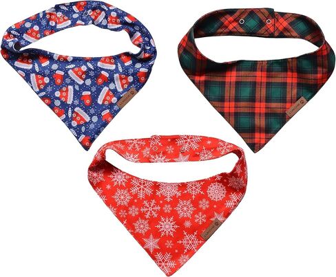 Dog Bandana for Small Dogs Winter and Christmas 3 Pieces from LUKCHE - Gifts for Pets Accessories Washable Premium Durable Fabric Adjustable Fit Scarf Scarf - Dog Bandanas Boys and Girls (Small) in Saudi Arabia
