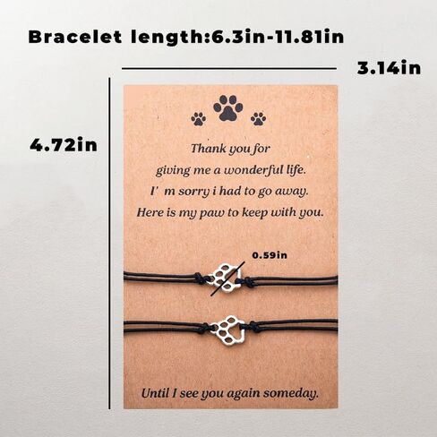 Paw Print Bracelet Gift for Friend Bestie Dog Lover Gifts for Girlfriend Dog Memorial Gifts for Loss of Dog Pets in Kuwait