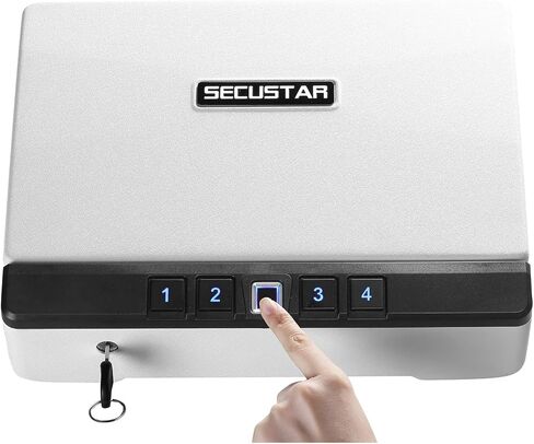 Gun Safe for Pistols Nightstand SECUSTAR XL2 Biometric Handgun Safe Fireproof Waterproof Portable Travel Vault for 2 Pistols With Fingerprint Quick Access Backlit Keypad 2 Latches in Saudi Arabia