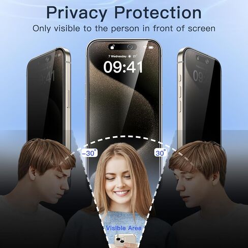 واقي شاشة بتغطية كاملة للخصوصية من JETech لهاتف iPhone 16 Pro Max مقاس 6.9 بوصة، طبقة من الزجاج المقوى المقاوم للتجسس بحافة سوداء مع أداة تثبيت سهلة، صديق للحافظة، عبوتان in Saudi Arabia