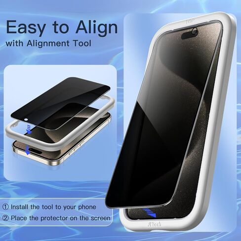 واقي شاشة بتغطية كاملة للخصوصية من JETech لهاتف iPhone 16 Pro Max مقاس 6.9 بوصة، طبقة من الزجاج المقوى المقاوم للتجسس بحافة سوداء مع أداة تثبيت سهلة، صديق للحافظة، عبوتان in Saudi Arabia