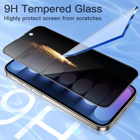 واقي شاشة بتغطية كاملة للخصوصية من JETech لهاتف iPhone 16 Pro Max مقاس 6.9 بوصة، طبقة من الزجاج المقوى المقاوم للتجسس بحافة سوداء مع أداة تثبيت سهلة، صديق للحافظة، عبوتان in Saudi Arabia