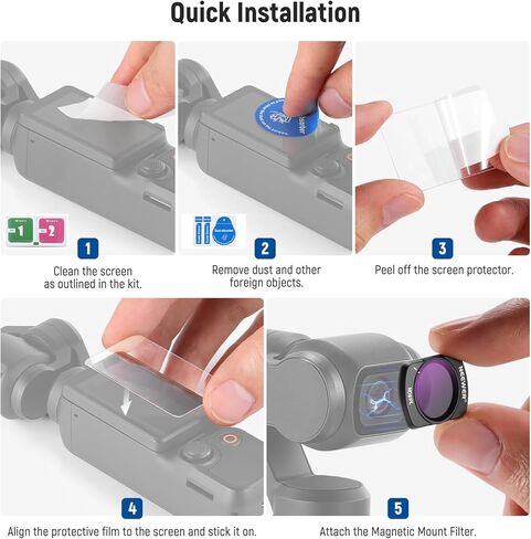 مرشح CPL المغناطيسي من NEEWER متوافق مع ملحقات DJI Osmo Pocket 3 Creator Combo، طقم مرشح مستقطب دائري متعدد الطبقات مع واقيين للشاشة، وملحقات كاميرا الحركة in Kuwait
