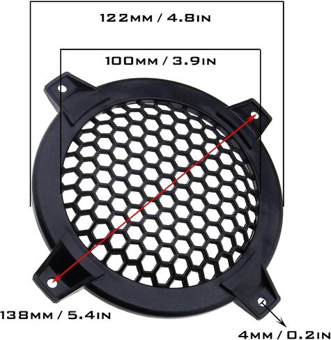 SING F LTD 4 Inch Car Speaker Grill Cover Guard Protector Plastic Mesh Protective Case Black Circle Subwoofer Net Covers Pack of 4 in Saudi Arabia