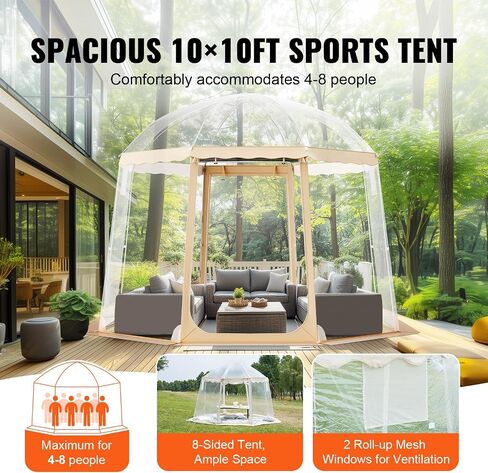 VEVOR Upgraded Pop up Bubble Tent for 8-10 People - Need Simple Assembly - 12x12ft Outdoor Clear Bubble Tent Dome, Weatherproof Clear Tent Shelter for Soccer, Football, Softball, Events, and Parades in Saudi Arabia