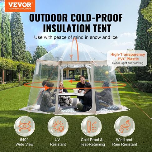 VEVOR Upgraded Pop up Bubble Tent for 8-10 People - Need Simple Assembly - 12x12ft Outdoor Clear Bubble Tent Dome, Weatherproof Clear Tent Shelter for Soccer, Football, Softball, Events, and Parades in Saudi Arabia