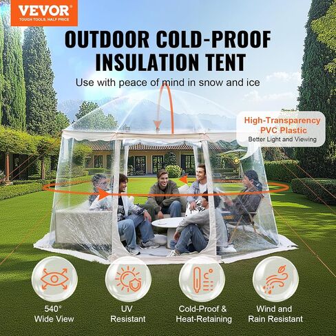 VEVOR Upgraded Pop up Bubble Tent for 8-10 People - Need Simple Assembly - 12x12ft Outdoor Clear Bubble Tent Dome, Weatherproof Clear Tent Shelter for Soccer, Football, Softball, Events, and Parades in Saudi Arabia
