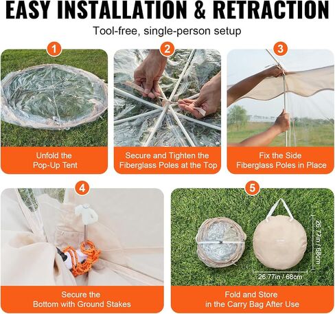 VEVOR Upgraded Pop up Bubble Tent for 8-10 People - Need Simple Assembly - 12x12ft Outdoor Clear Bubble Tent Dome, Weatherproof Clear Tent Shelter for Soccer, Football, Softball, Events, and Parades in Saudi Arabia