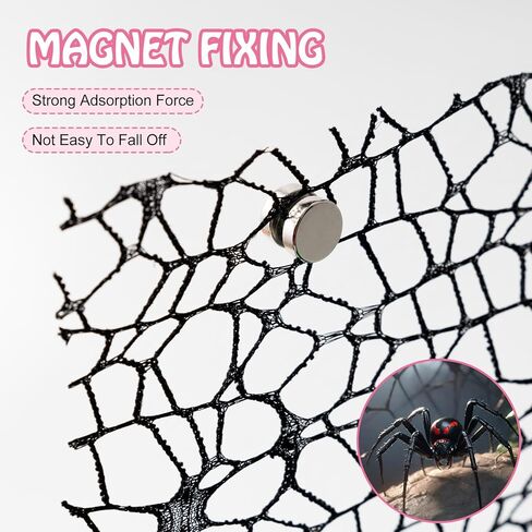2 Pack Jumping Spider Climbing Mesh, Spider Enclosure Climb Net Toy, Tarantula Praying Mantis Enclosure Habitat Decor Accessories with 8pcs Magnet (Black) in Saudi Arabia