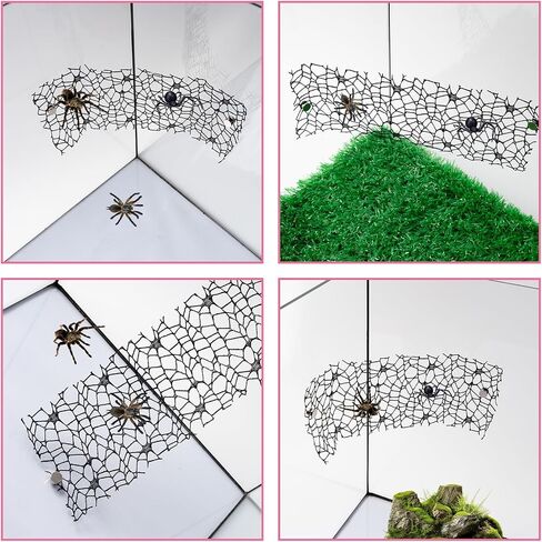 2 Pack Jumping Spider Climbing Mesh, Spider Enclosure Climb Net Toy, Tarantula Praying Mantis Enclosure Habitat Decor Accessories with 8pcs Magnet (Black) in Saudi Arabia