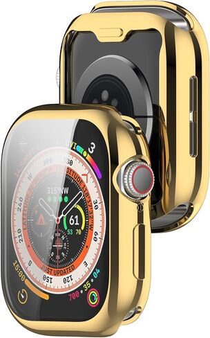 Compatible with Apple Watch Series 10 Screen Protector, Ultra-Thin Soft TPU Scratch Resistant Case Replacement Full Protective Bumper Cover Accessories for Apple Watch Series 10 (Gold, 42mm) in Saudi Arabia
