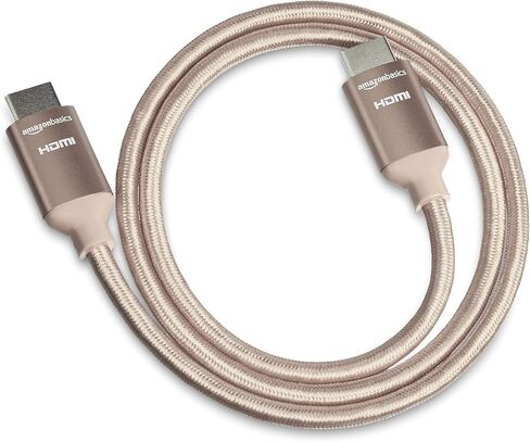 Amazon Basics كابل HDMI عالي السرعة 10.2 جيجابت في الثانية 4K مع سلك مضفر، 6 أقدام، رمادي فاتح in Saudi Arabia