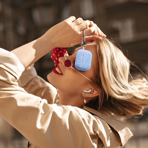 متوافق مع غطاء حافظة Apple AirPods Pro الجيل الثاني/غطاء حافظة AirPod Pro، حافظة زهور منقوشة مع سيليكون ناعم، مجموعة تنظيف، شاشة LED أمامية مرئية، سلسلة مفاتيح، وردي فاتح in Kuwait