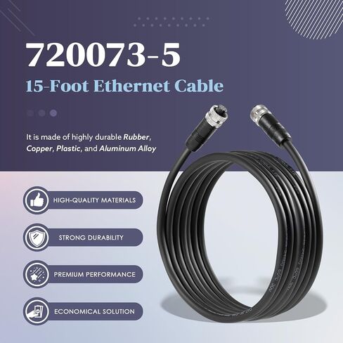 Replace for Humminbird 720073-4 Boat Ethernet Cable, AS EC 30E Ethernet Cord 30ft, Fit for APEX, SOLIX, Onix, ION, 1100/1100 HD, 900/900 HD, 800/800HD, 700 HD Series (30 Feet) in Kuwait