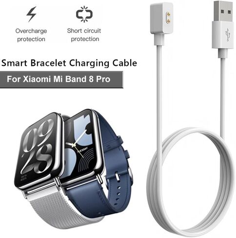 شاحن ساعة ذكية أبيض متوافق مع Xiaomi Band 8 Pro/Active/Mi Watch 4/3 Active، كابل شحن USB مغناطيسي بطول 3.3 قدم، ملحقات حامل كابل شحن بديلة تناسب Xiaomi Band 8 in Saudi Arabia