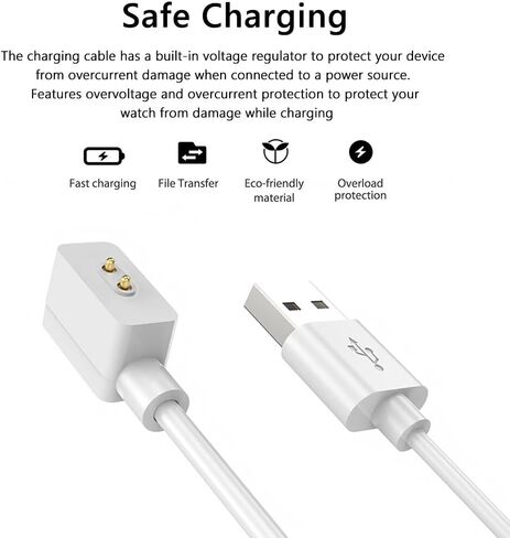 شاحن ساعة ذكية أبيض متوافق مع Xiaomi Band 8 Pro/Active/Mi Watch 4/3 Active، كابل شحن USB مغناطيسي بطول 3.3 قدم، ملحقات حامل كابل شحن بديلة تناسب Xiaomi Band 8 in Saudi Arabia