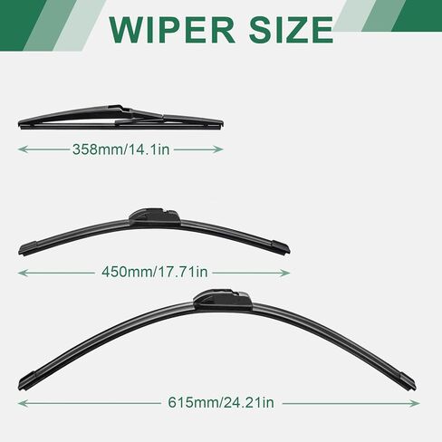 Automotive Replacement Windshield Wiper Blades For My Car Water Repellent-24"/18"/10" Windshield Wiper Blades Replacement for 2023-2018 Jeep Compass Windshield Wipers (Pack of 3) in Saudi Arabia