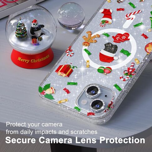 Choiche Magnetic Case for iPhone 14 Pro Max Christmas, Women Clear Glitter Bling Sparkly Case, [3xDiamond Camera Lens Protectors] [2xTempered Glass Screen Protectors] (Glitter Christmas Tree) in Kuwait