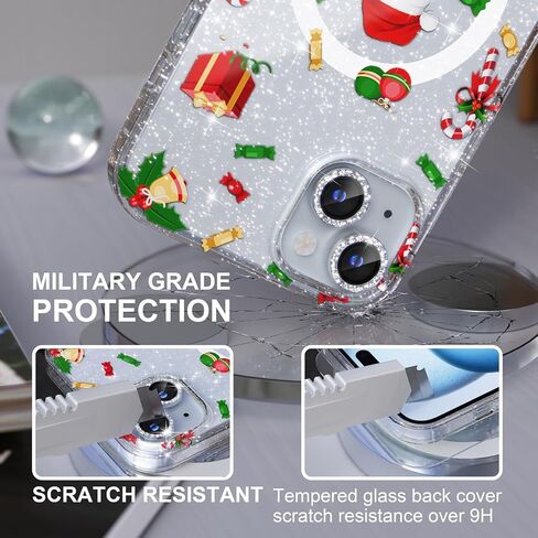 Choiche Magnetic Case for iPhone 14 Pro Max Christmas, Women Clear Glitter Bling Sparkly Case, [3xDiamond Camera Lens Protectors] [2xTempered Glass Screen Protectors] (Glitter Christmas Tree) in Kuwait