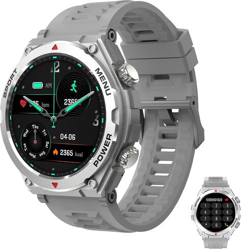 Military Smart Watch for Men with Built-in GPS,1.52" HD Waterproof Smartwatch with Answer/Make Call,Outdoor Smart Watch with Heart Rate,SpO2,Sleep Monitoring Compatible with iOS and Android in Saudi Arabia