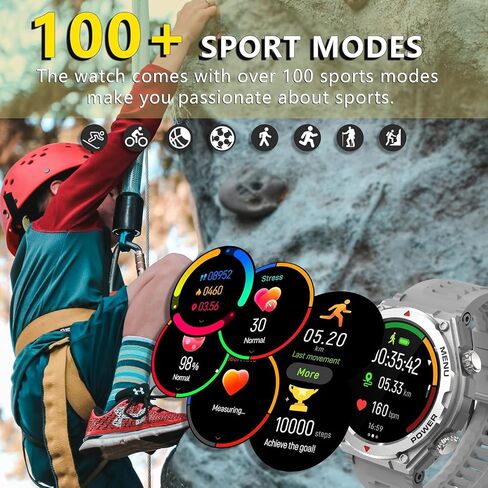 Military Smart Watch for Men with Built-in GPS,1.52" HD Waterproof Smartwatch with Answer/Make Call,Outdoor Smart Watch with Heart Rate,SpO2,Sleep Monitoring Compatible with iOS and Android in Saudi Arabia