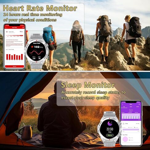 Military Smart Watch for Men with Built-in GPS,1.52" HD Waterproof Smartwatch with Answer/Make Call,Outdoor Smart Watch with Heart Rate,SpO2,Sleep Monitoring Compatible with iOS and Android in Saudi Arabia