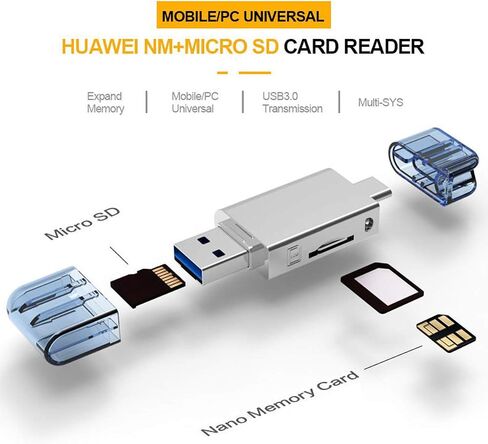Cablecc 5Gbps USB 3.0 to Memory Card NM Nano & SD Card Reader Writer for Mate Seial Phone & Camera & Laptop in Saudi Arabia