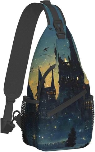 Wizard Castle Halloween Sling Bag Crossbody Harry Backpack for Women Men Hiking Travel Bag Pouch Small Daypack Casual Pack Lightweight Cross Chest Bag Outdoor in Saudi Arabia